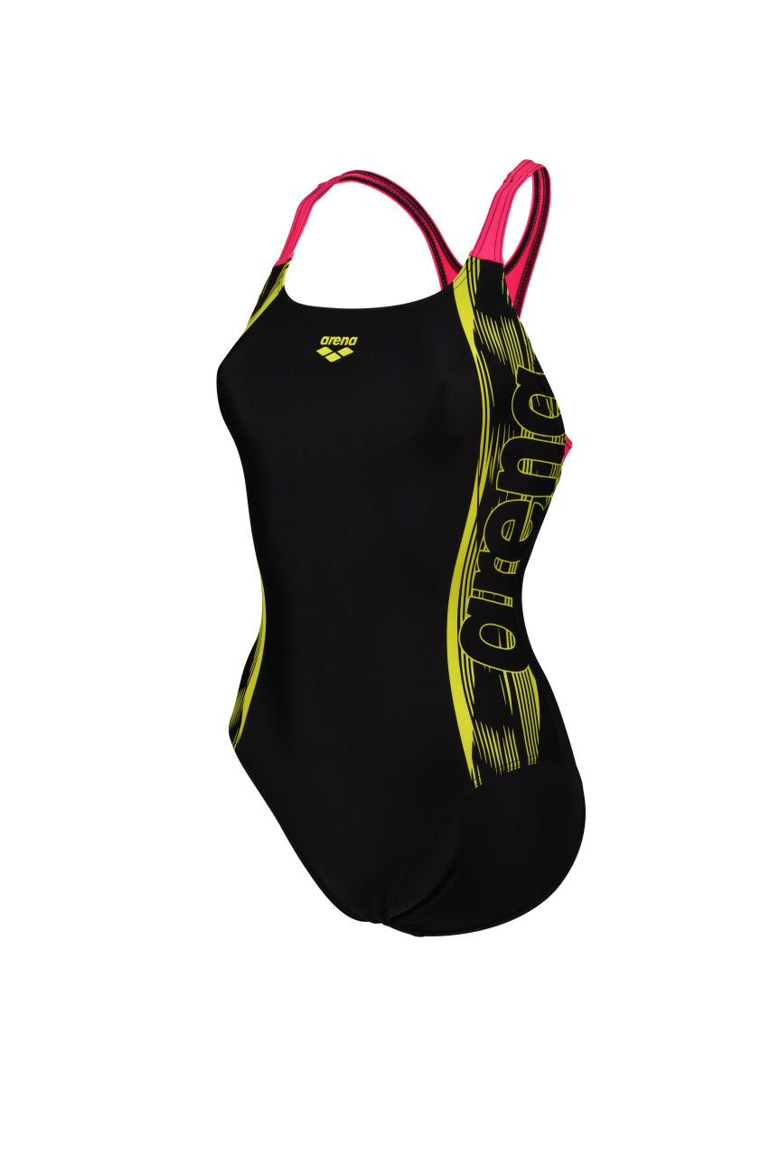 W Swim Pro Back Graphic black-freak rose