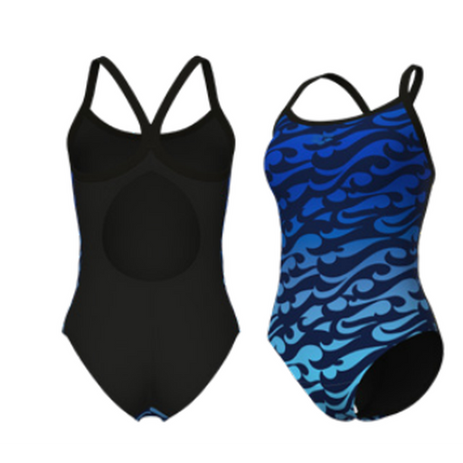 W Surfs Up Swimsuit Lightdrop Back black-black multi