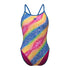 W Swimsuit Lace Back Printed Royal-White Multicolor