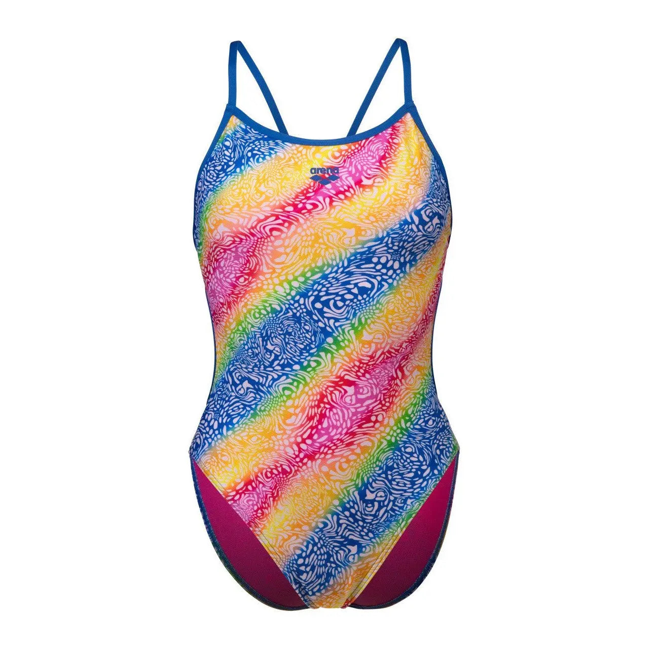 W Swimsuit Lace Back Printed Royal-White Multicolor